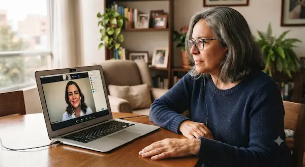 teleconsulta de psiquiatria, paciente recibiendo ayuda con sus problemas